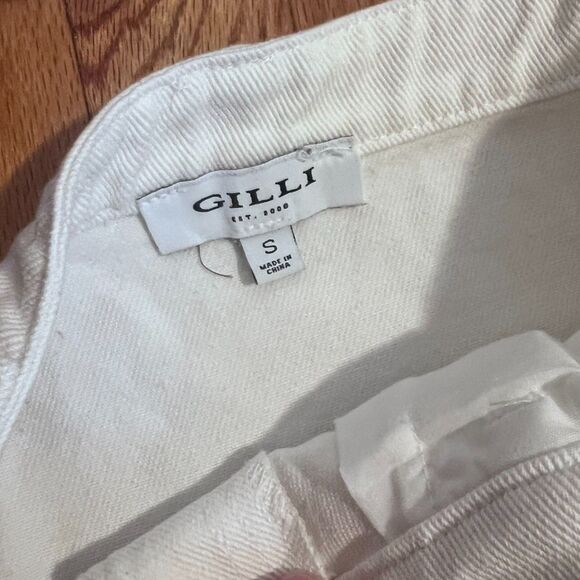 Gilli Can’t Be Bothered Denim Mini Skirt 100% cotton White crossover button - Picture 7 of 15